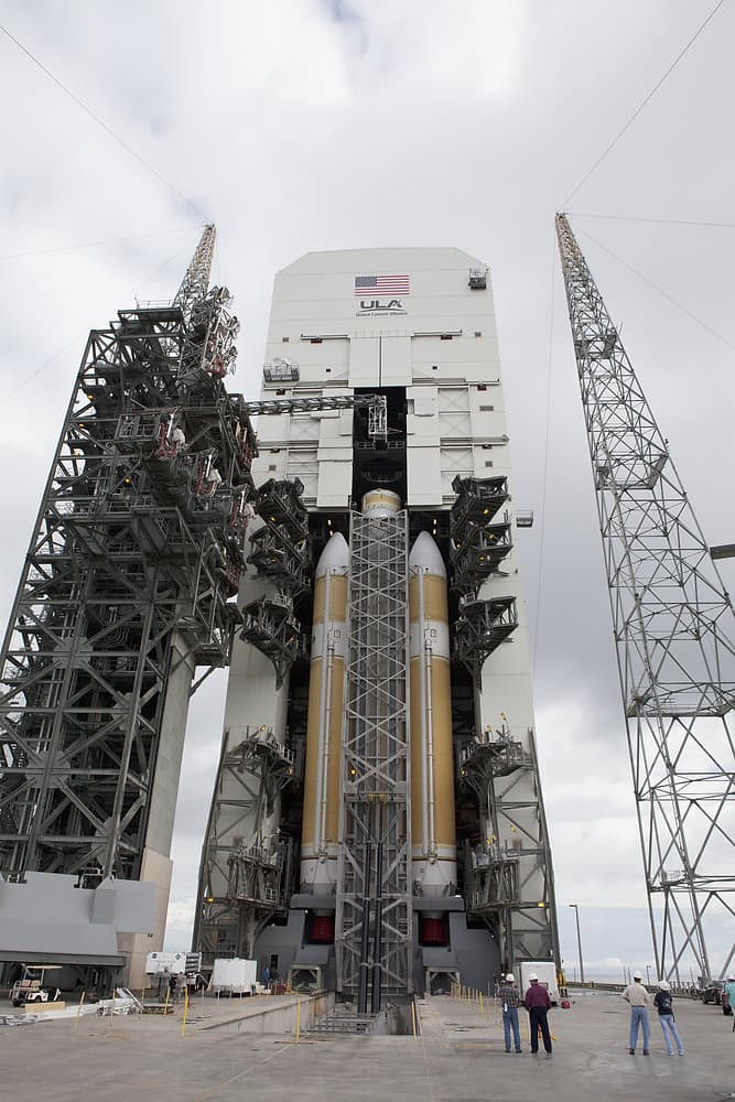 Delta IV Heavy performing launch sequence tests for the upcoming launch of NASA's Parker Solar P
